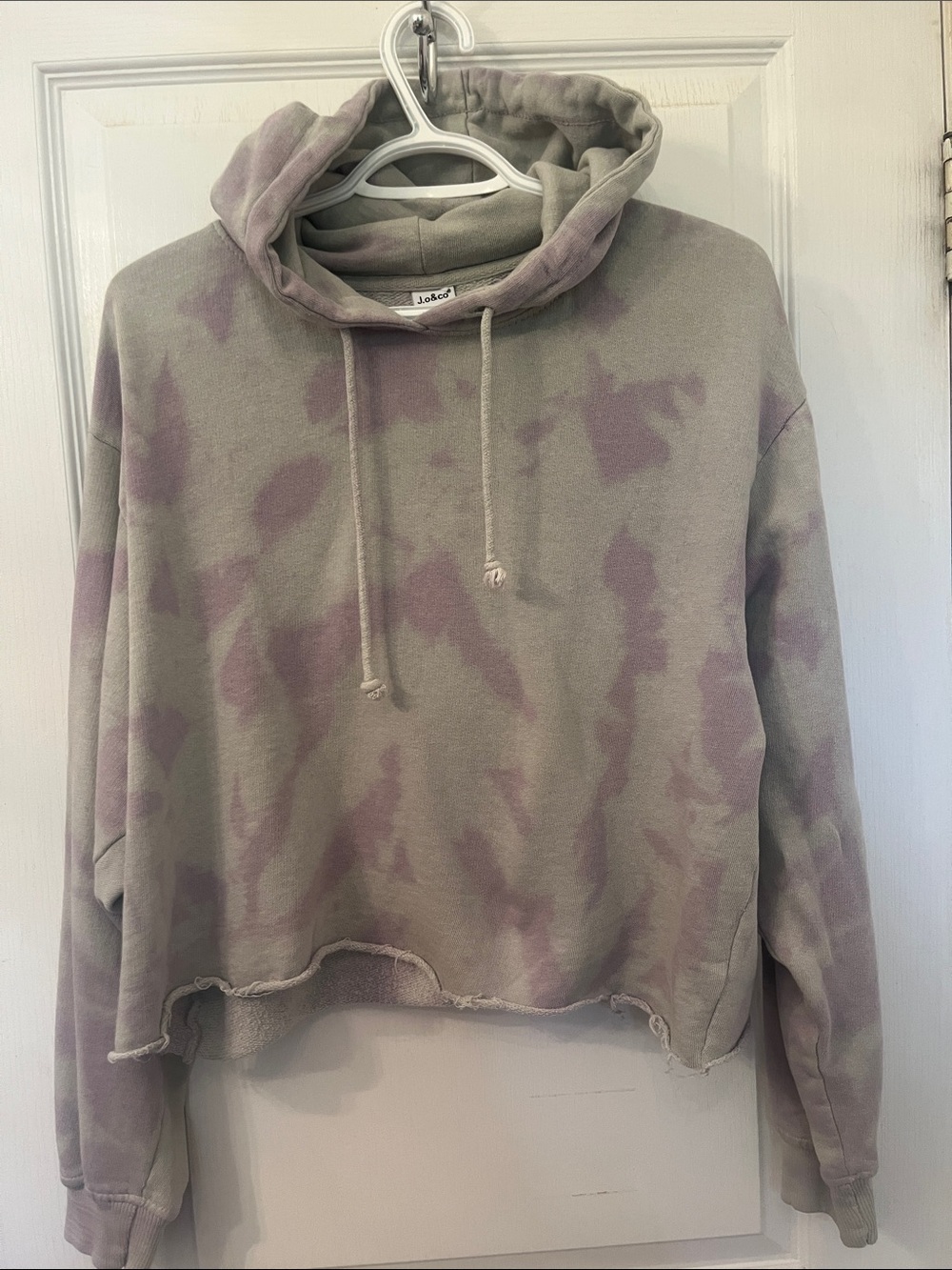 Jo. & Co. Lavender and Gray Tie-Dye Cropped Hoodie